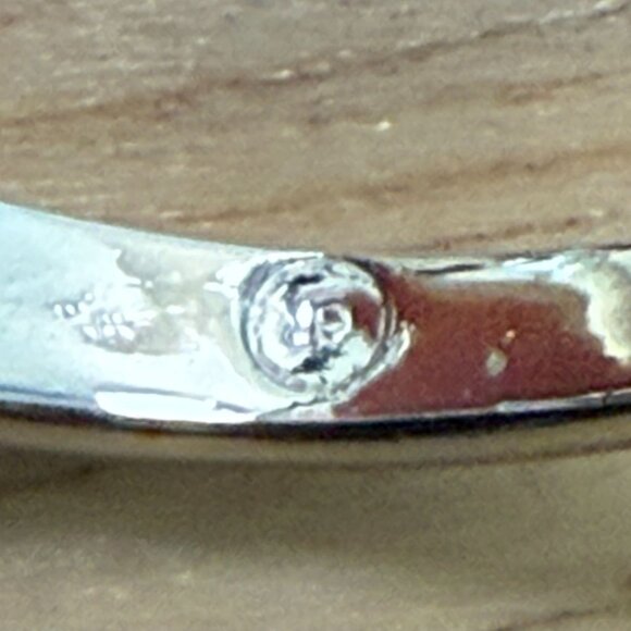 Silver Tone Cocktail Ring With Blue Emerald-Cut Center & Clear Side Size 10 - Picture 15 of 16